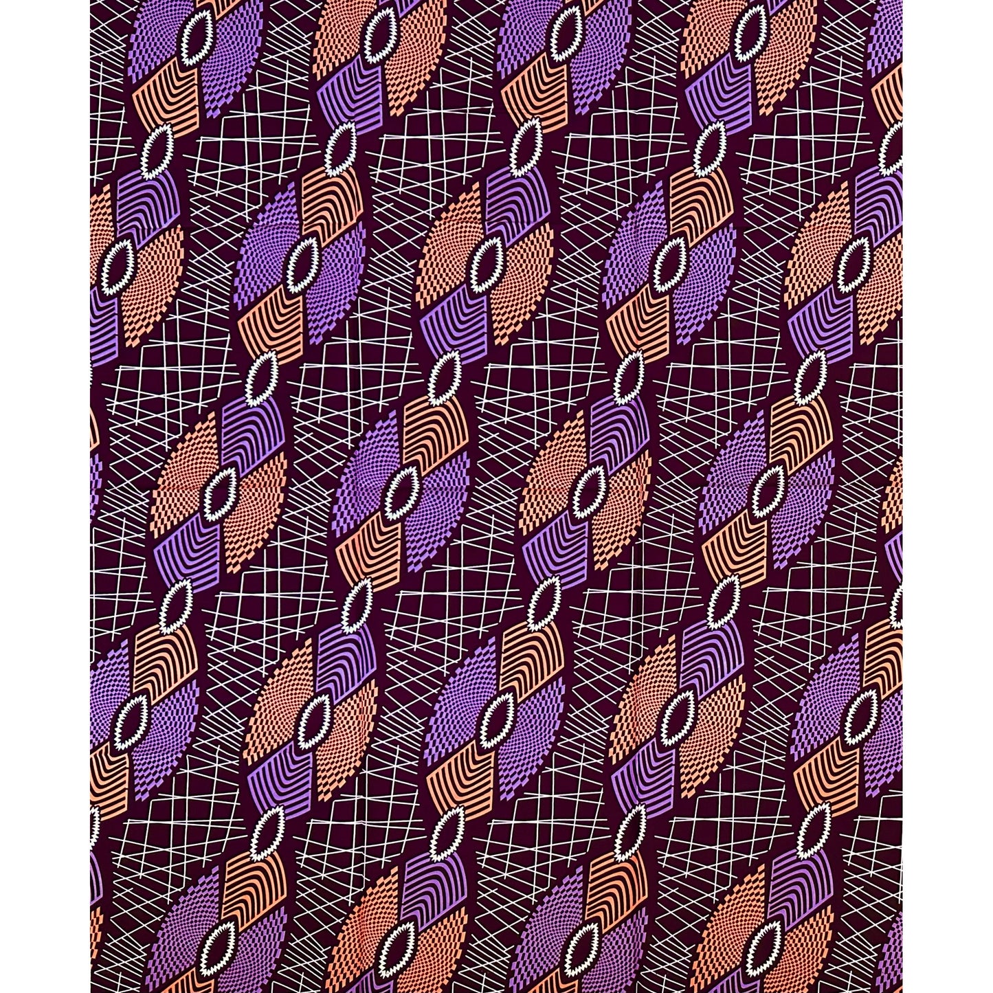 African Print Fabric/ Ankara - Purple, Pink, Brown "Song of the Courtyard" Design, Yard