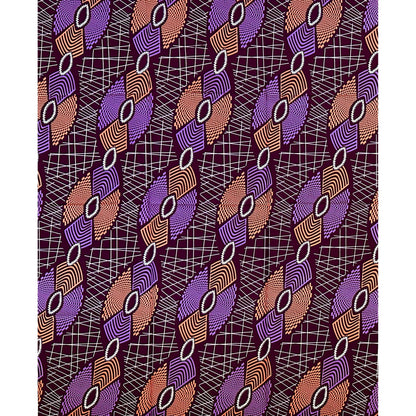 African Print Fabric/ Ankara - Purple, Pink, Brown "Song of the Courtyard" Design, Yard