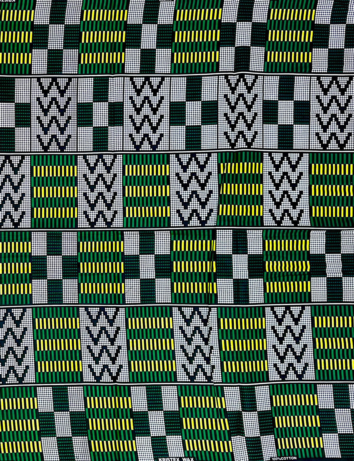 African Print Fabric/ Ankara - Shades of Green, White, Black 'Pattern Politics', YARD or WHOLESALE
