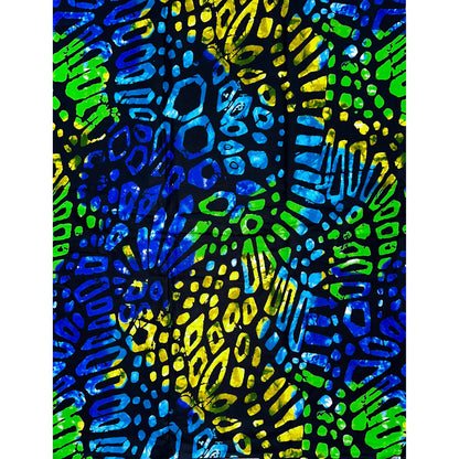 African Print Fabric/ Ankara - Green, Blue, Yellow, Black 'Bon Ibis’ YARD or WHOLESALE