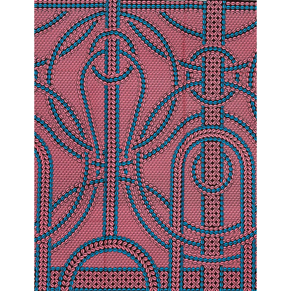 African Print Fabric/ Ankara - Pink, Blue "Queen of Cowries" Design, 1 Yard