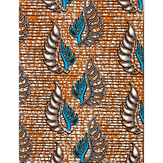 African Print Fabric/ Ankara - Brown, Blue 'Booked Through December ', YARD or WHOLESALE