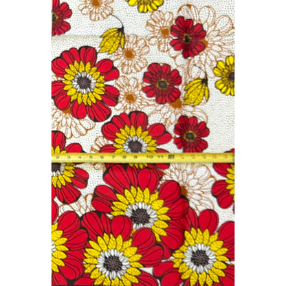 African Print Fabric/ Ankara - Red, Yellow 'Bloom Where You Are Rooted' Design