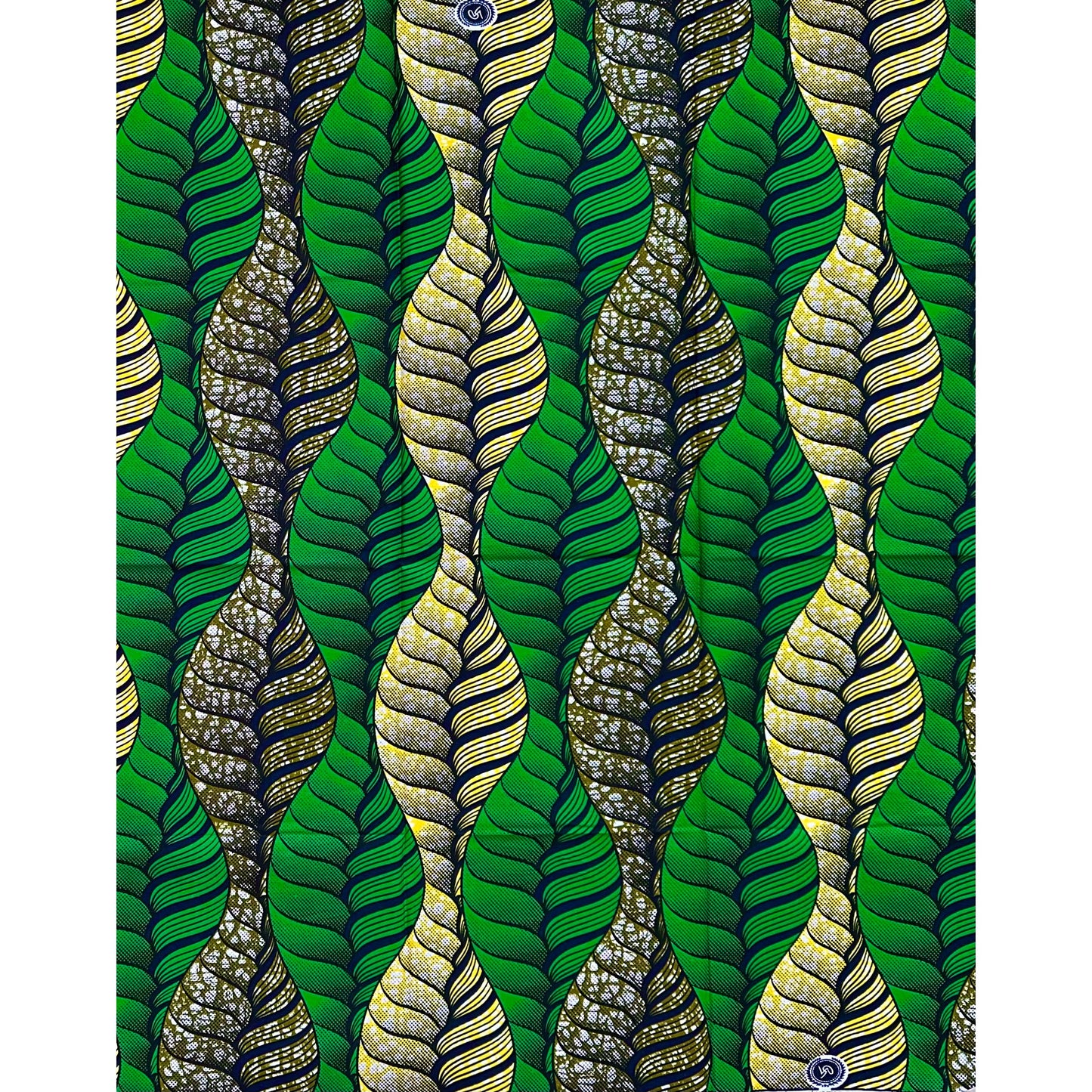 African Print Fabric/ Ankara - Green, Brown, Yellow 'Goddess Braid,’ 1 YARD