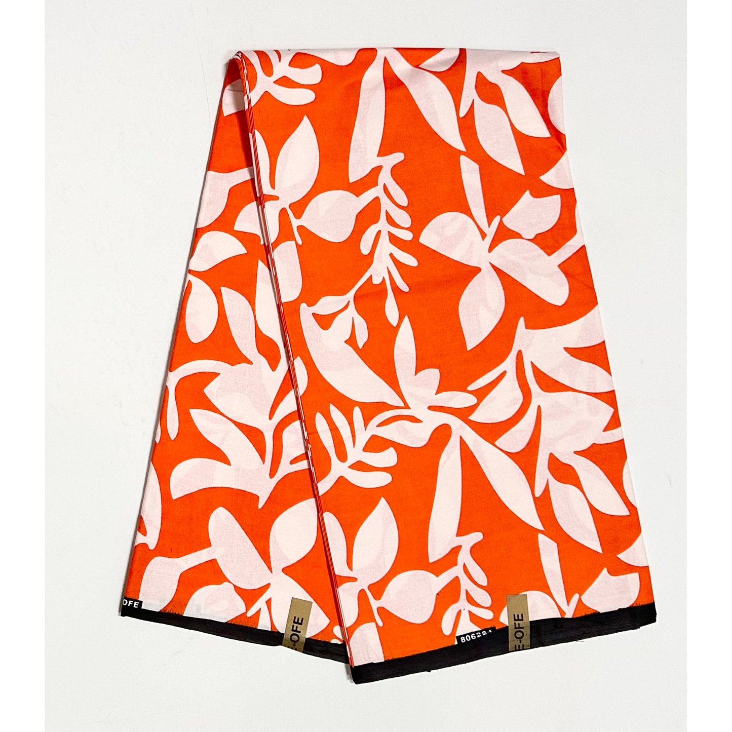 African Print Fabric/ Ankara - Orange, White 'Kioni Flora', Per Yard or Wholesale