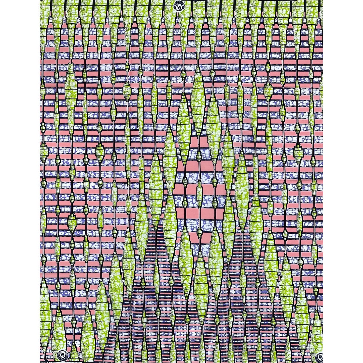 African Print Fabric/ Ankara - Pink, Green, Purple 'Group Chat', 1 YARD