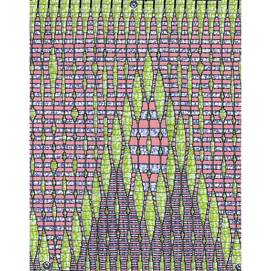 African Print Fabric/ Ankara - Pink, Green, Purple 'Group Chat', 1 YARD