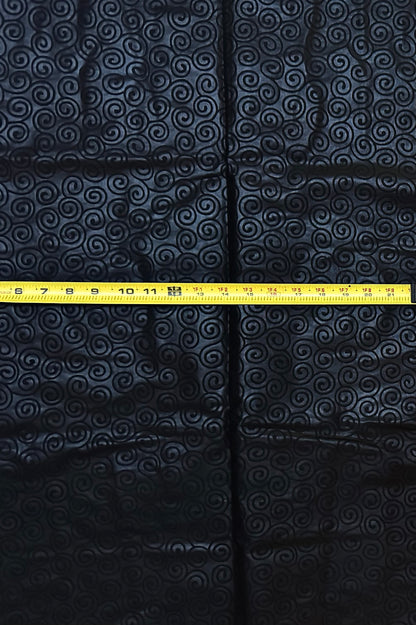 African Print Fabric/ Ankara - Solid Black, Embossed “Obsidian Swirl” Per Yard or Wholesale
