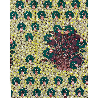 African Print Fabric/Ankara - Yellow, Green, Brown "Igi Iye" Design