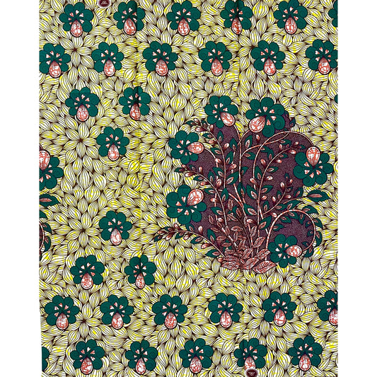 African Print Fabric/Ankara - Yellow, Green, Brown "Igi Iye" Design