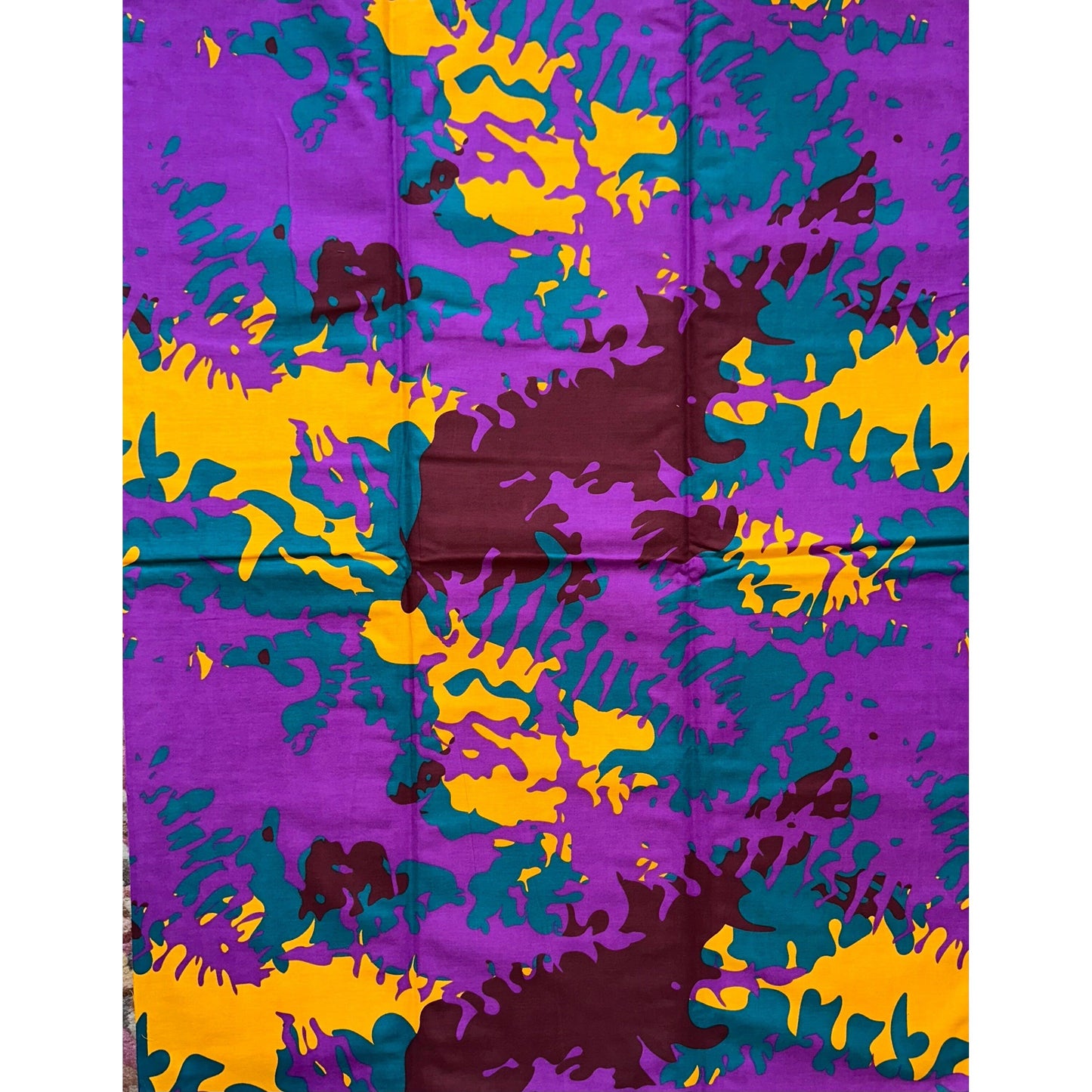 African Print Fabric/ Ankara - Purple, Teal, Marigold, Brown 'Dahra Heat’ YARD or WHOLESALE