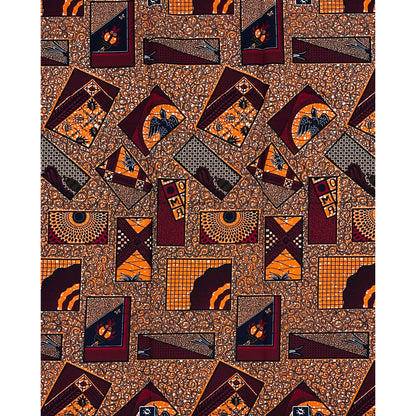African Print Fabric/ Ankara - Orange, Black, Red 'Legacy Wrapper' Design