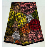 African Print Fabric/ Ankara - Black, Red, Pink, Orange, Green 'Tafari Circles’ YARD or WHOLESALE