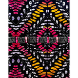 African Fabric/ Ankara - Pink, Marigold, Purple, Black 'Kisasa Kijani ,' Design, YARD or WHOLESALE