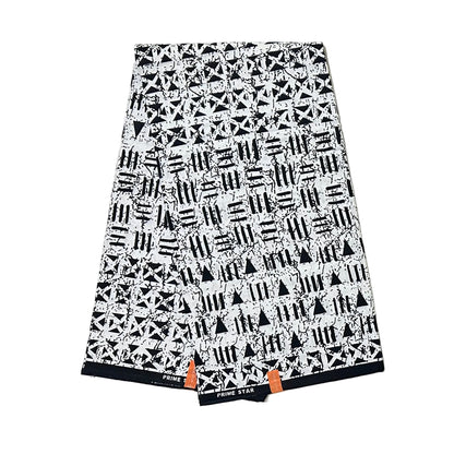 African Print Fabric/ Ankara - White, Black 'Mark My Words' Design, YARD or WHOLESALE