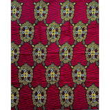 African Print Fabric/Ankara - Red, Yellow, Black "Samsara Turtle" Design