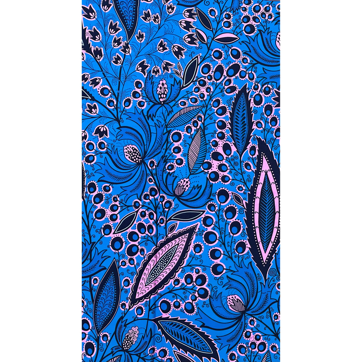 African Print Fabric/Ankara - Pink, Blue, Purple, Black 'Petal Theory', YARD or WHOLESALE