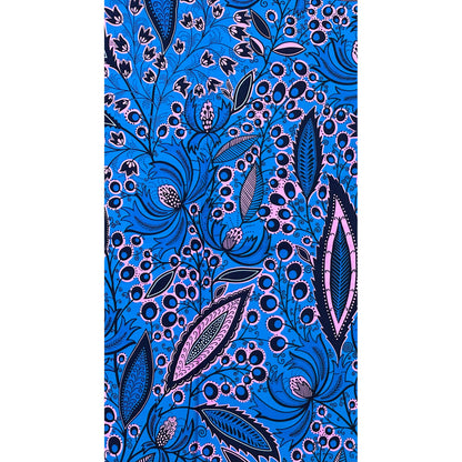 African Print Fabric/Ankara - Pink, Blue, Purple, Black 'Petal Theory', YARD or WHOLESALE