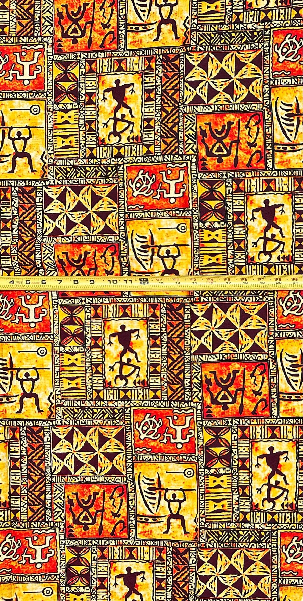 African Print Fabric/ Ankara - Orange, Brown 'The Story Wall', YARD OR WHOLESALE