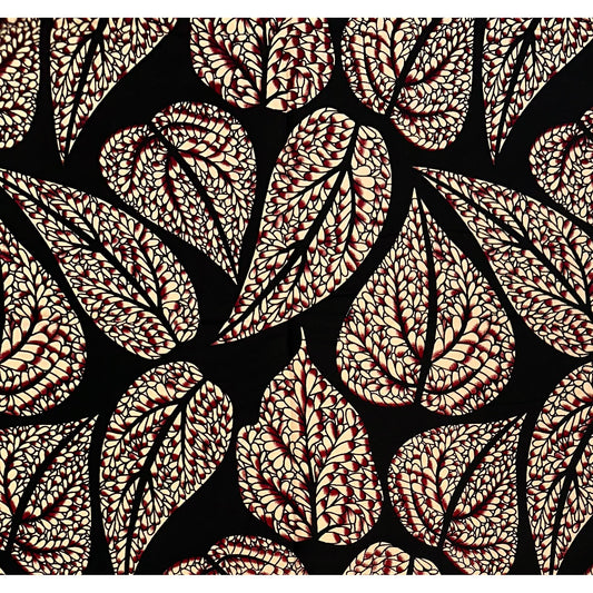 African Print Fabric/ Ankara - Black, Beige 'Palmwine Nights' Design, YARD or WHOLESALE