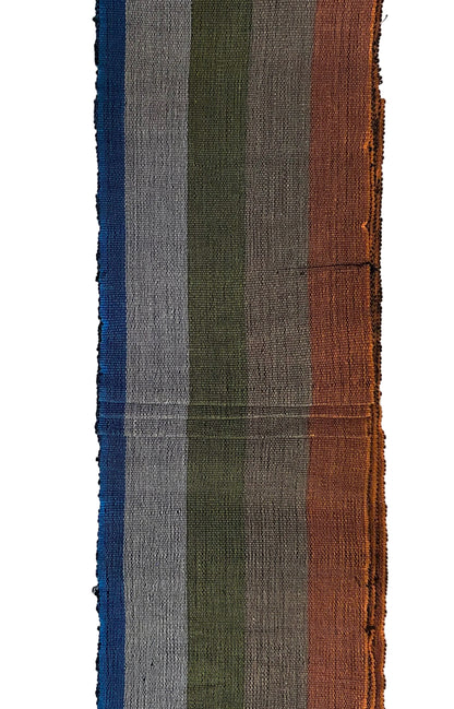 Aso-Oke Fabric / Yoruba Hand-Woven Textile – Orange, Khaki, Green, Gray, Blue ‘Grace’, Per Yard