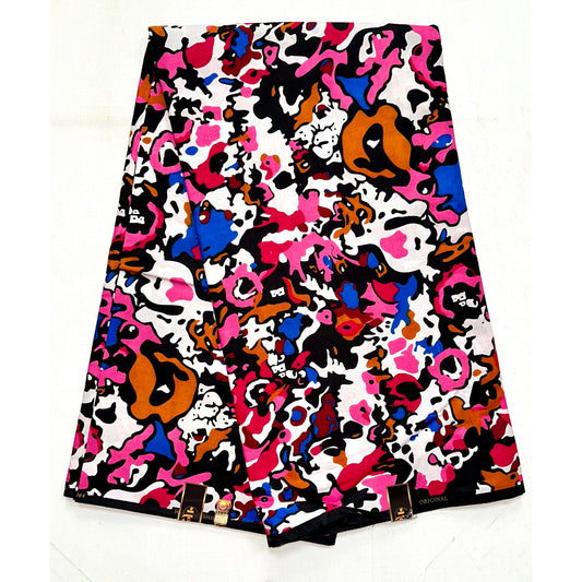 African Print Fabric/ Ankara - Pink, Blue, Brown, Black ‘Crazy, Sexy, Cool', YARD or WHOLESALE