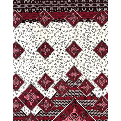African Print Fabric/ Ankara - Plum, White, Brown ‘Order in the Chaos' Design, YARD