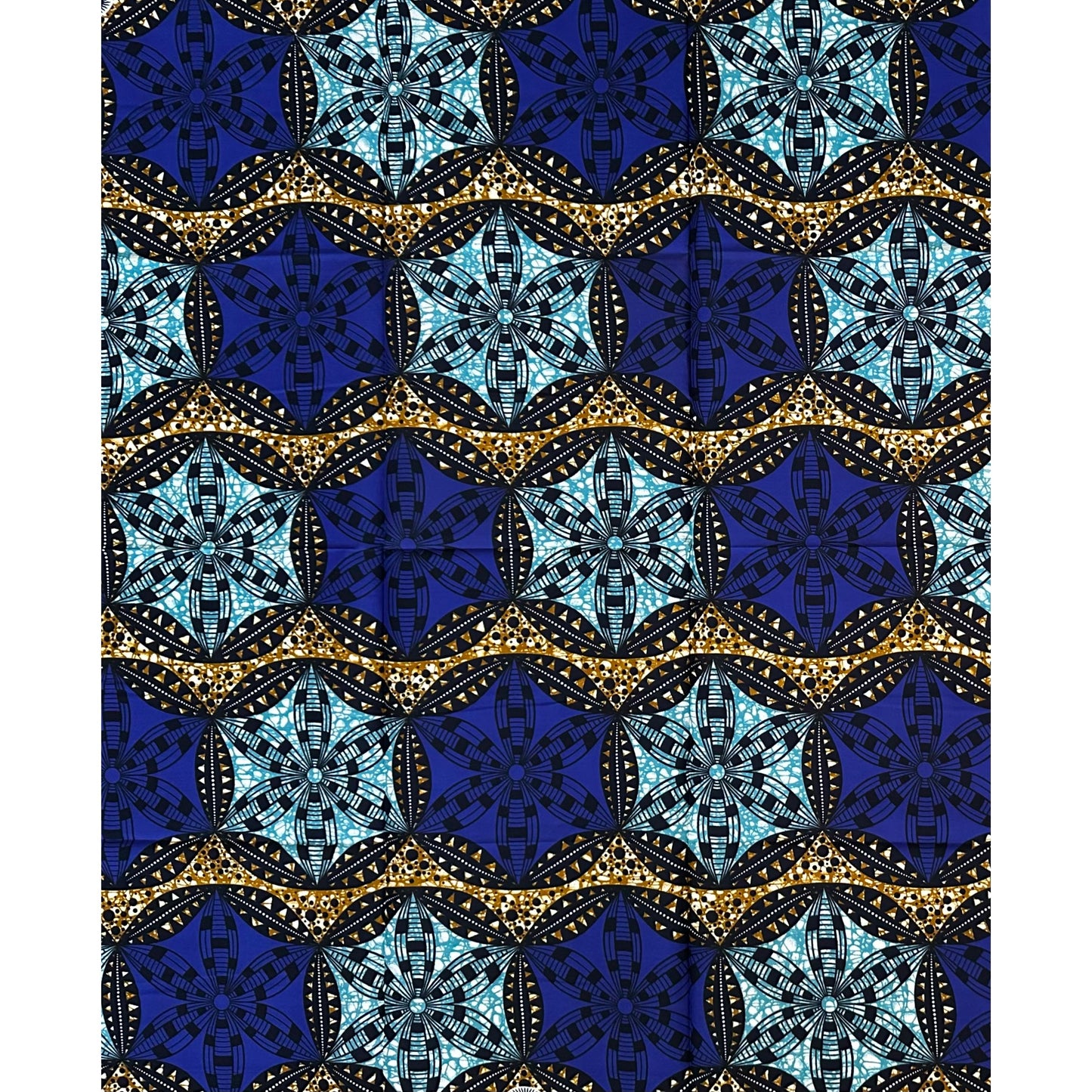 African Print Fabric/ Ankara - Brown, Blue, Black 'Stars Do Not Clash', 1 YARD