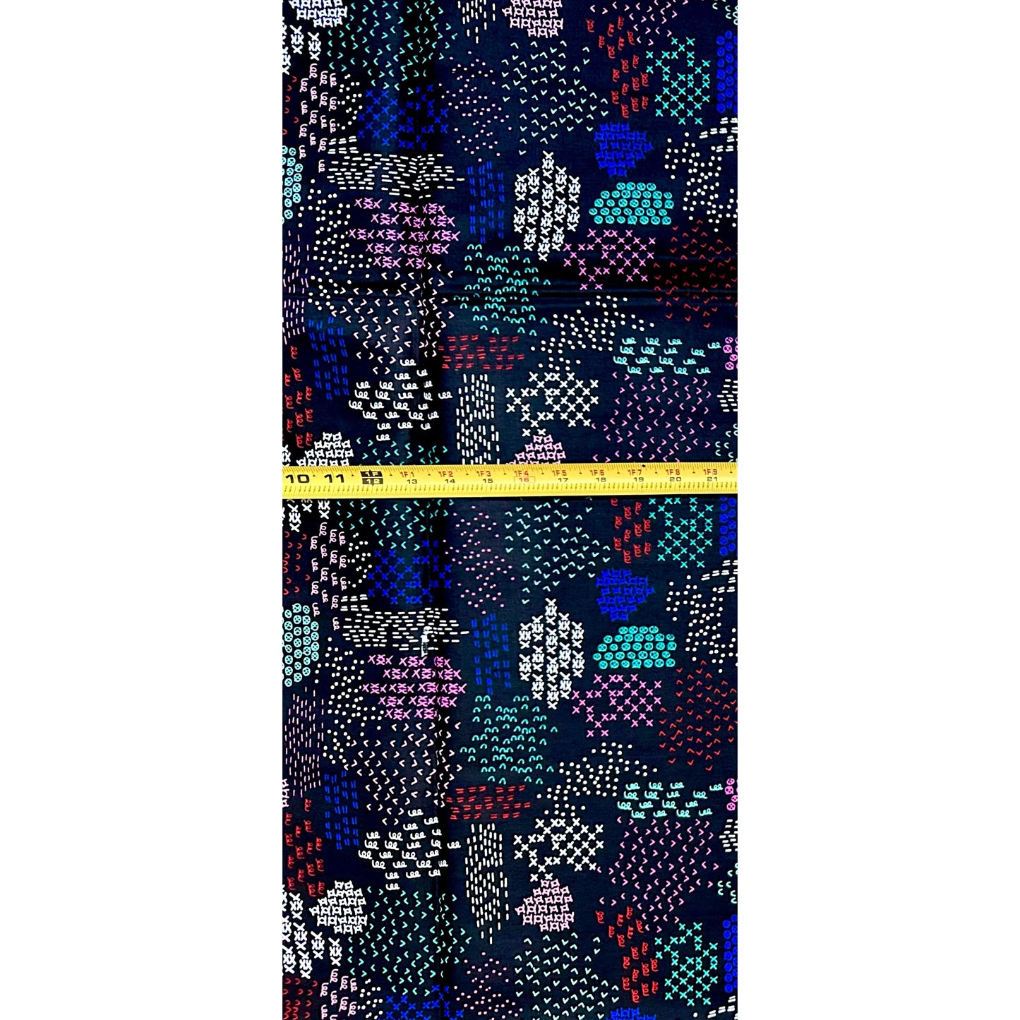 African Print Fabric/Ankara - Black, Blue, Red, Pink "Stitched by Memory" Design, YARD or WHOLESALE