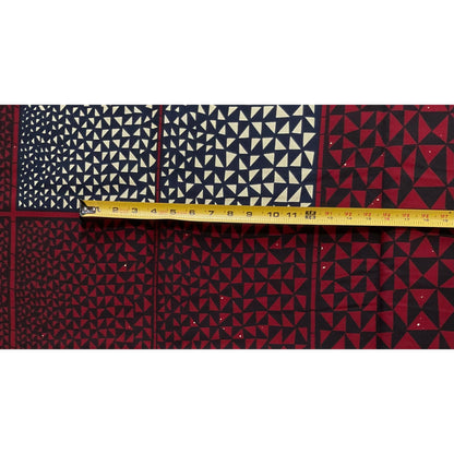African Print Fabric/ Ankara - Dark Red, Navy, Beige 'Toke Passage' Design, YARD or WHOLESALE