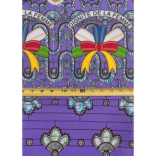 African Print Fabric/Ankara - Purple, Blue, Green “Mshangao" Design, 1 Yard