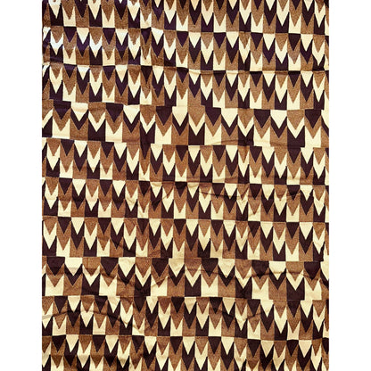 African Fabric/ Woven Kente - Brown, Beige, Metallic Gold “Efuru”, 4 Yards