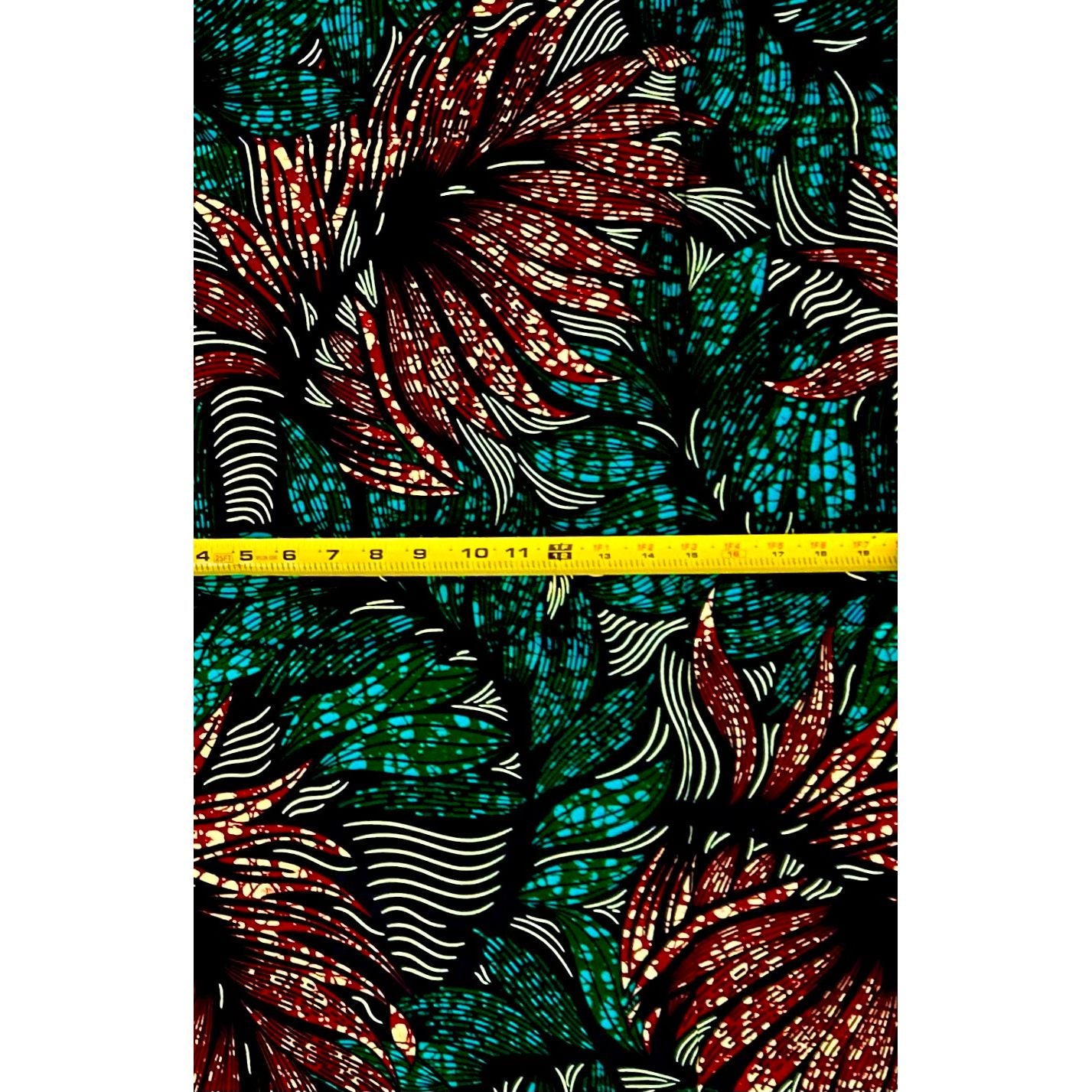 African Print Fabric/ Ankara - Blue, Green, Brown ‘Forest Crown' Design, 1 YARD