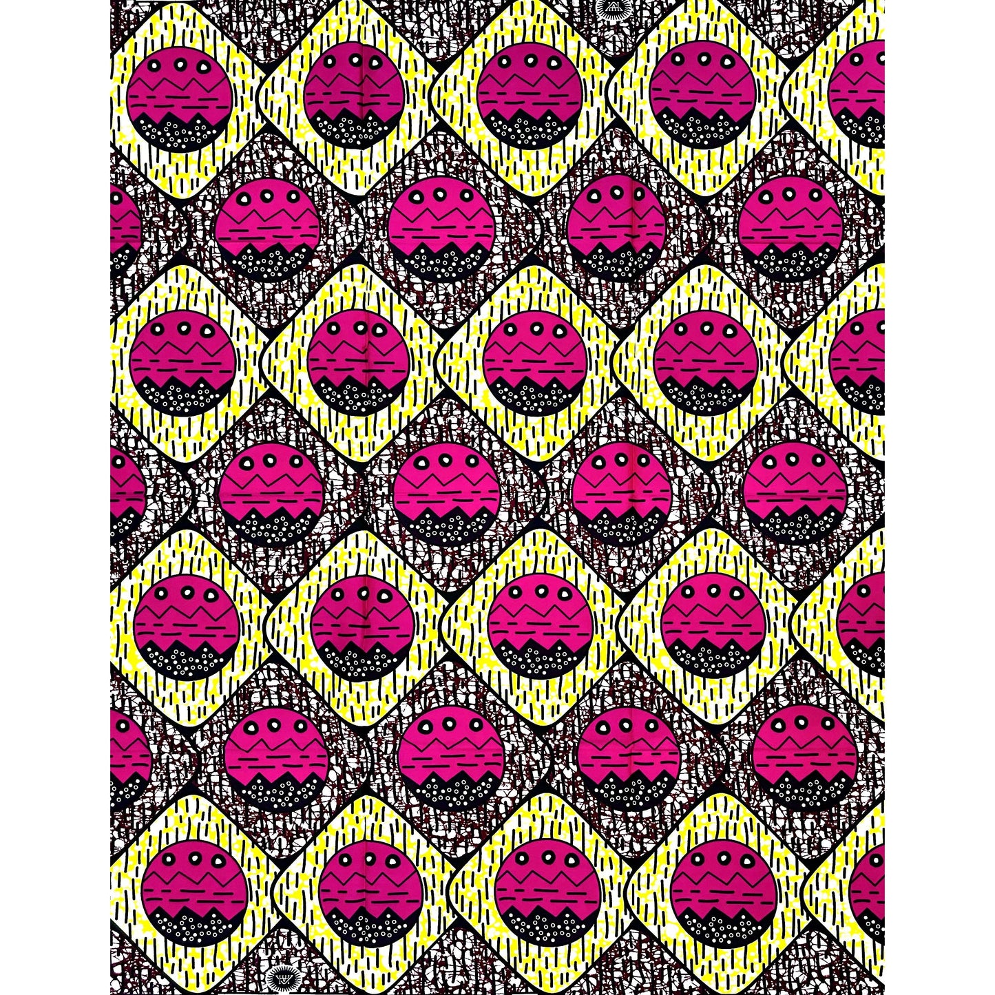 African Print Fabric/ Ankara - Magenta, Yellow, Brown ‘Ọnwa Duo' Design, 1 YARD