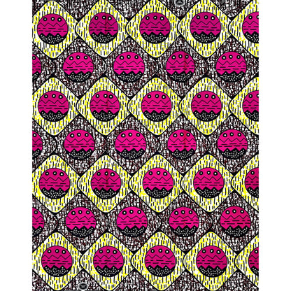 African Print Fabric/ Ankara - Magenta, Yellow, Brown ‘Ọnwa Duo' Design, 1 YARD