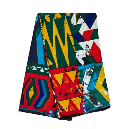 African Print Fabric/ Ankara - Red, Yellow, Green, Blue 'Many Paths To Success' Design, Yard or Wholesale