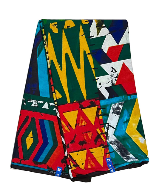 African Print Fabric/ Ankara - Red, Yellow, Green, Blue 'Many Paths To Success' Design, Yard or Wholesale