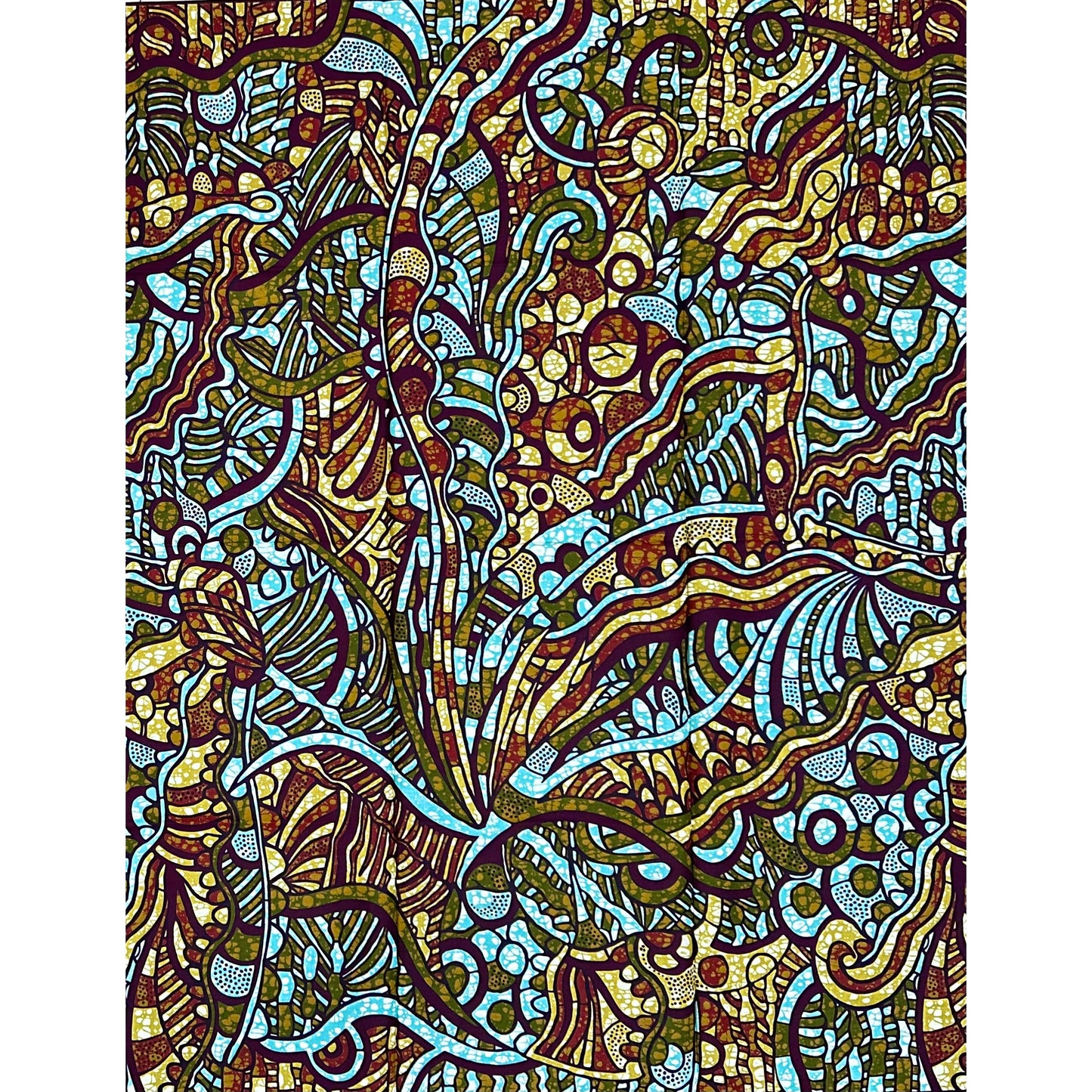 African Print Fabric/ Ankara - Turquoise, Brown, Green ‘The Mood Board' Design, YARD