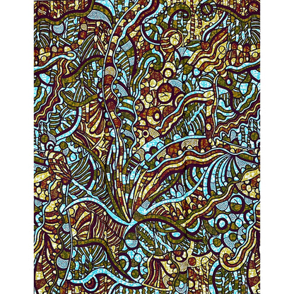 African Print Fabric/ Ankara - Turquoise, Brown, Green ‘The Mood Board' Design, YARD