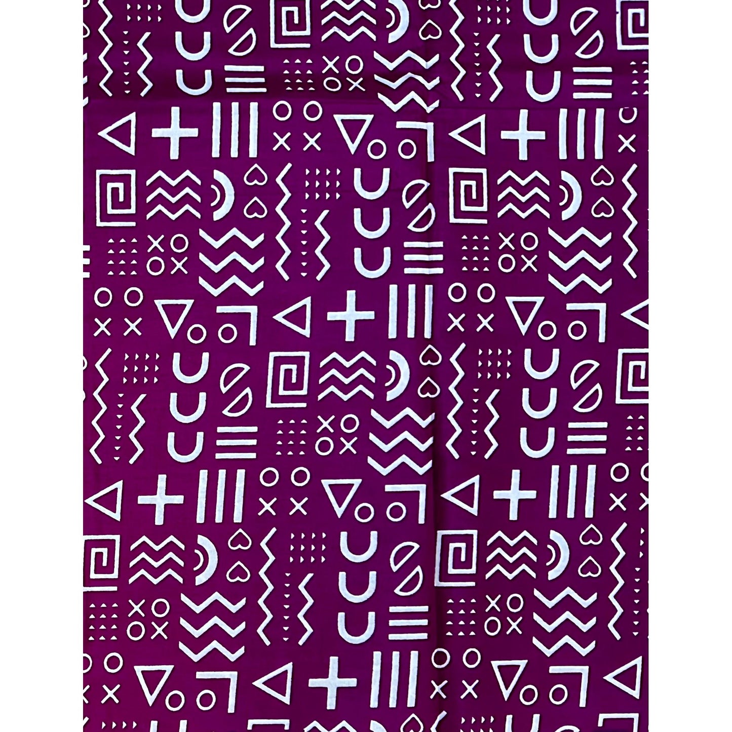 African Print Fabric/ Ankara - Purple, White 'Kírin' Design, YARD or WHOLESALE