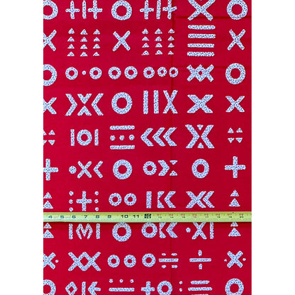 African Print Fabric/ Ankara - Red, White 'Talking Mark', Per Yard or Wholesale