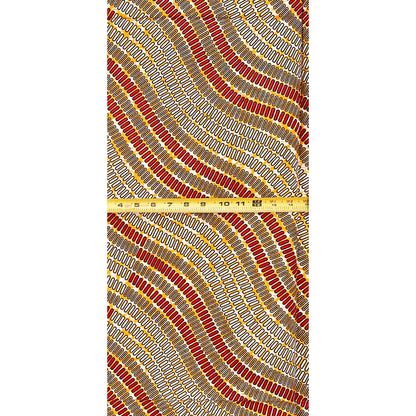 African Print Fabric/ Ankara - Orange, Red 'Sango’s Current' Design