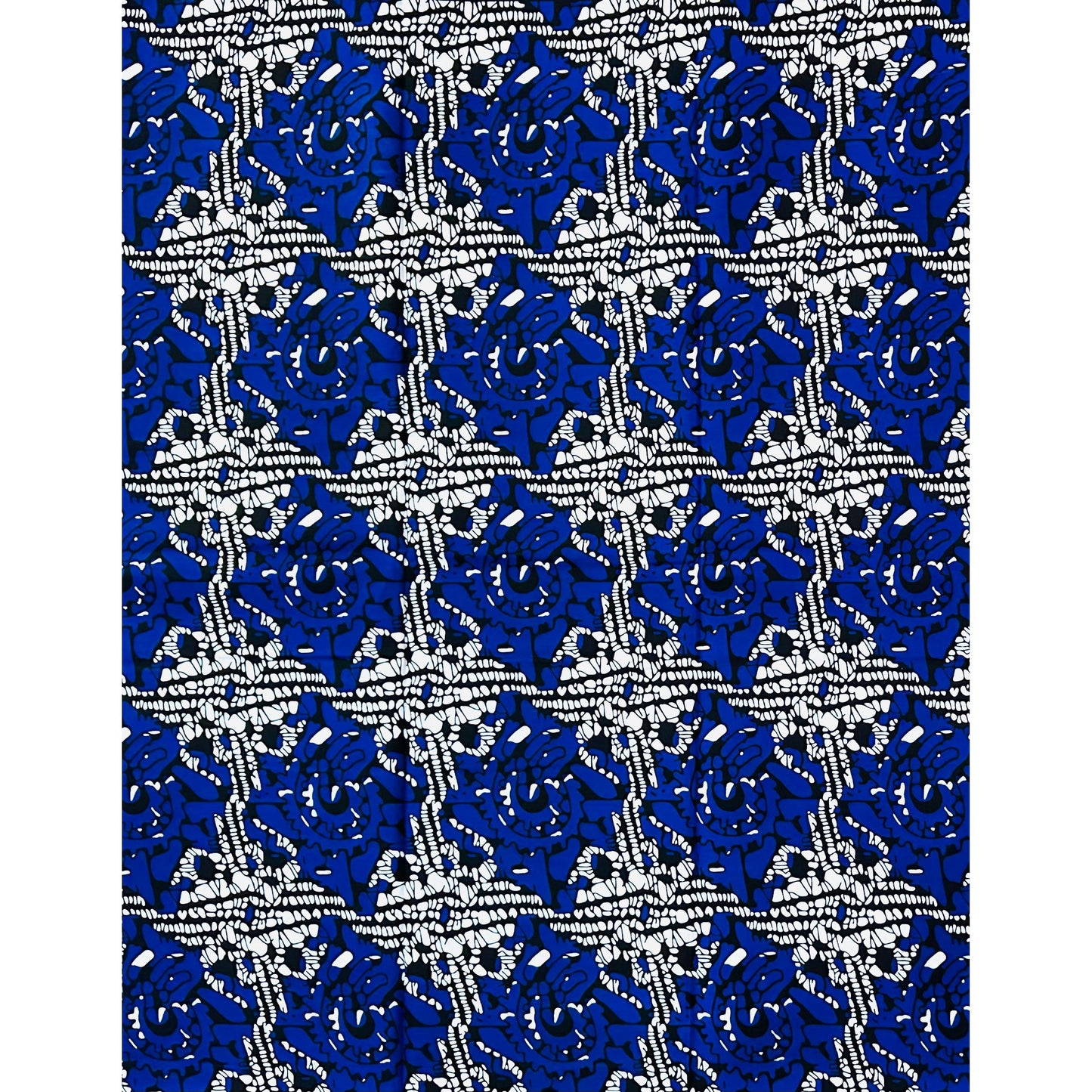 African Print Fabric/ Ankara - Blue, Black, White 'Electric Indigo', Per Yard or Wholesale