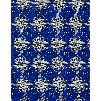 African Print Fabric/ Ankara - Blue, Black, White 'Electric Indigo', Per Yard or Wholesale