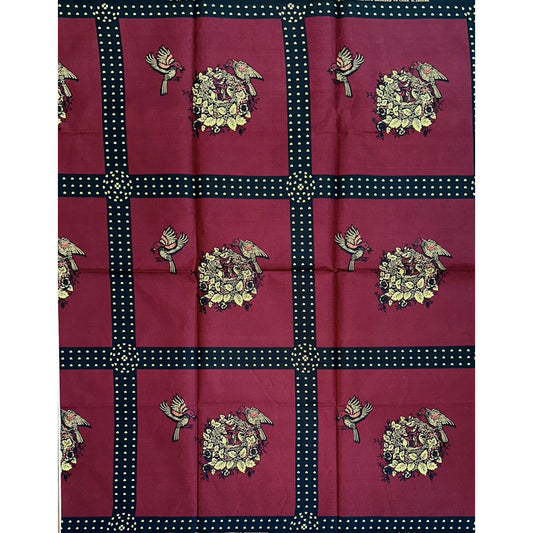 African Print Fabric/ Ankara - Brown, Beige, Black 'Mapendo Check', 1 Yard