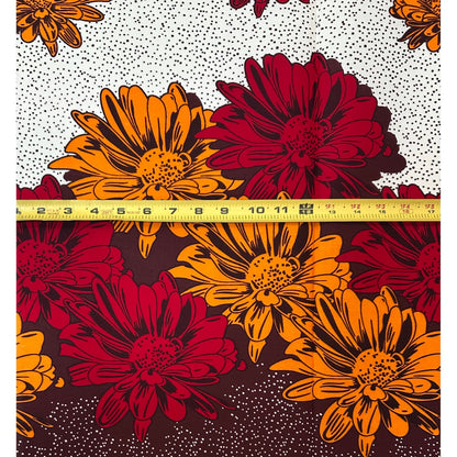 African Print Fabric/ Ankara - Orange, Red, Brown, Cream 'Sunset Scatter', YARD