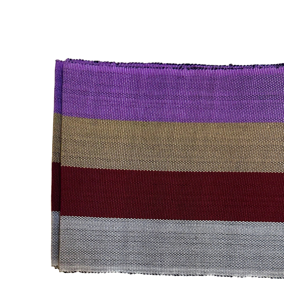Aso-Oke Fabric / Yoruba Hand-Woven Textile – Purple, Beige, Dark Red, Light Gray ‘Chinny’, Per Yard