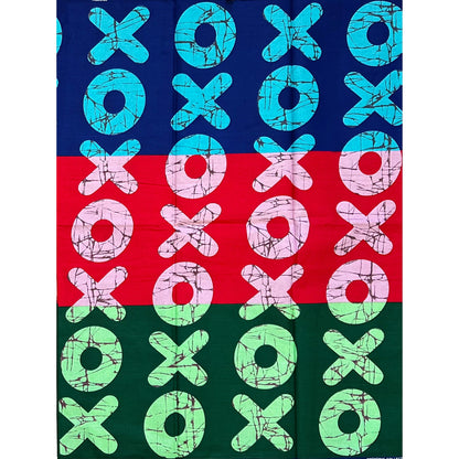 African Print Fabric/ Ankara - Red, Blue, Green 'Kiss & Kulture Block', Yard or Wholesale