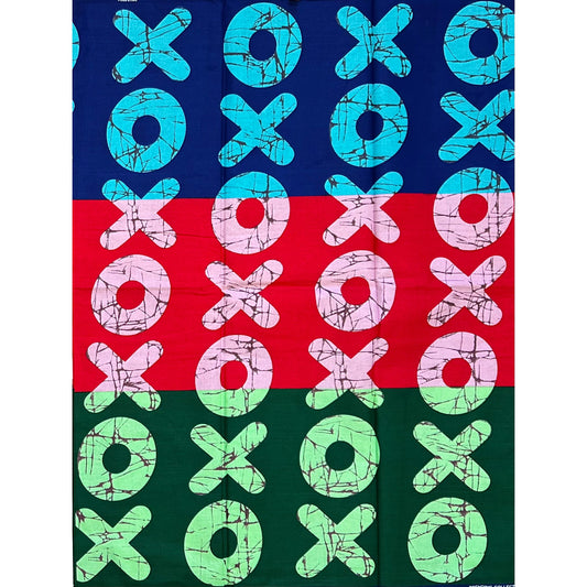 African Print Fabric/ Ankara - Red, Blue, Green 'Kiss & Kulture Block', Yard or Wholesale