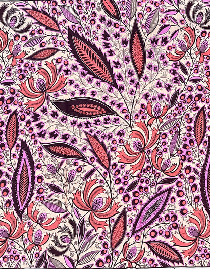 African Print Fabric/Ankara - Pink, Purple, Brown 'Petal Theory', YARD or WHOLESALE
